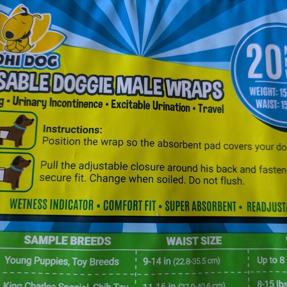 Bodhi Dog Male Dog Diapers Size Medium Disposable Doggie Male Wraps - Picture 3 of 7